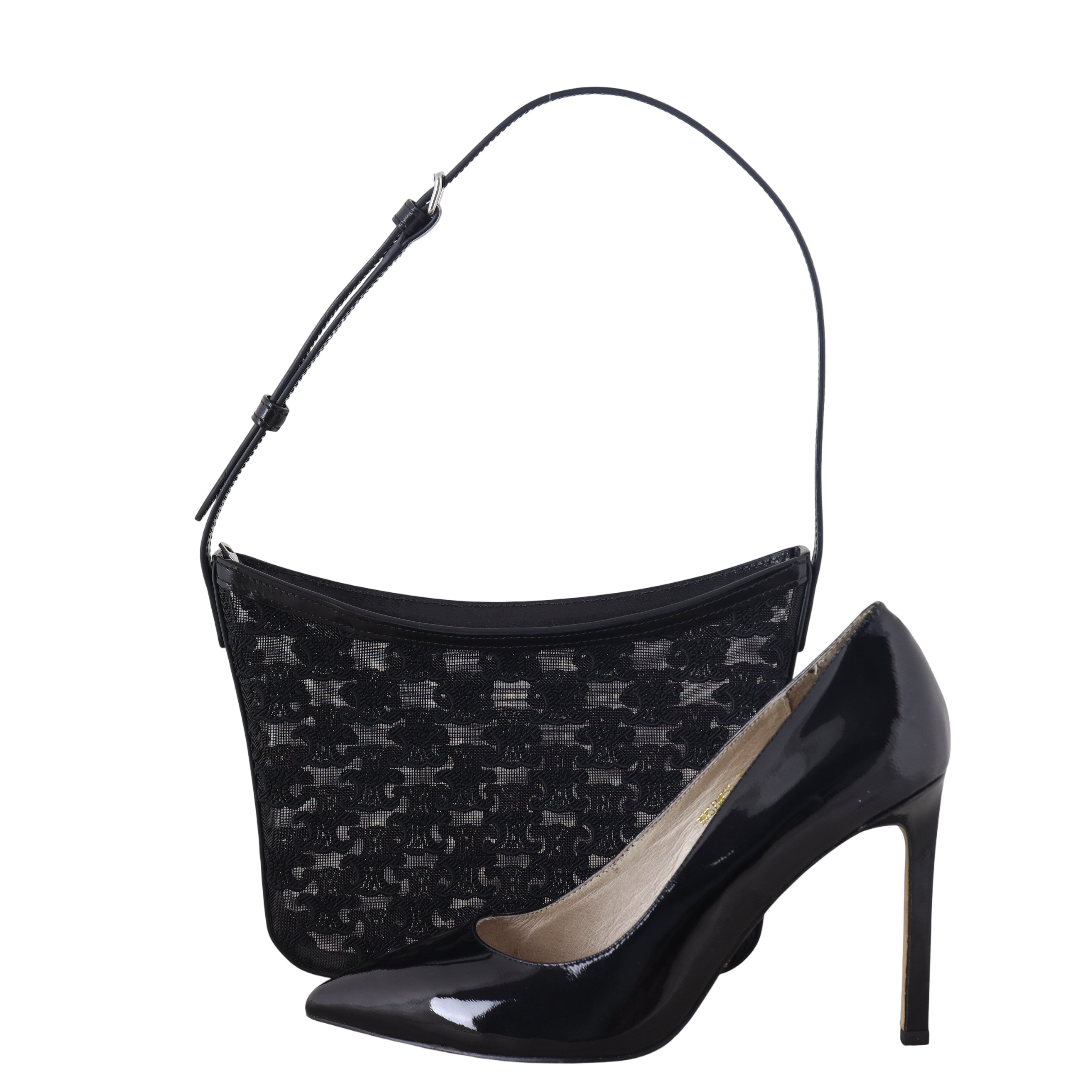 Celine Croque Medium Tulle Leather Hobo