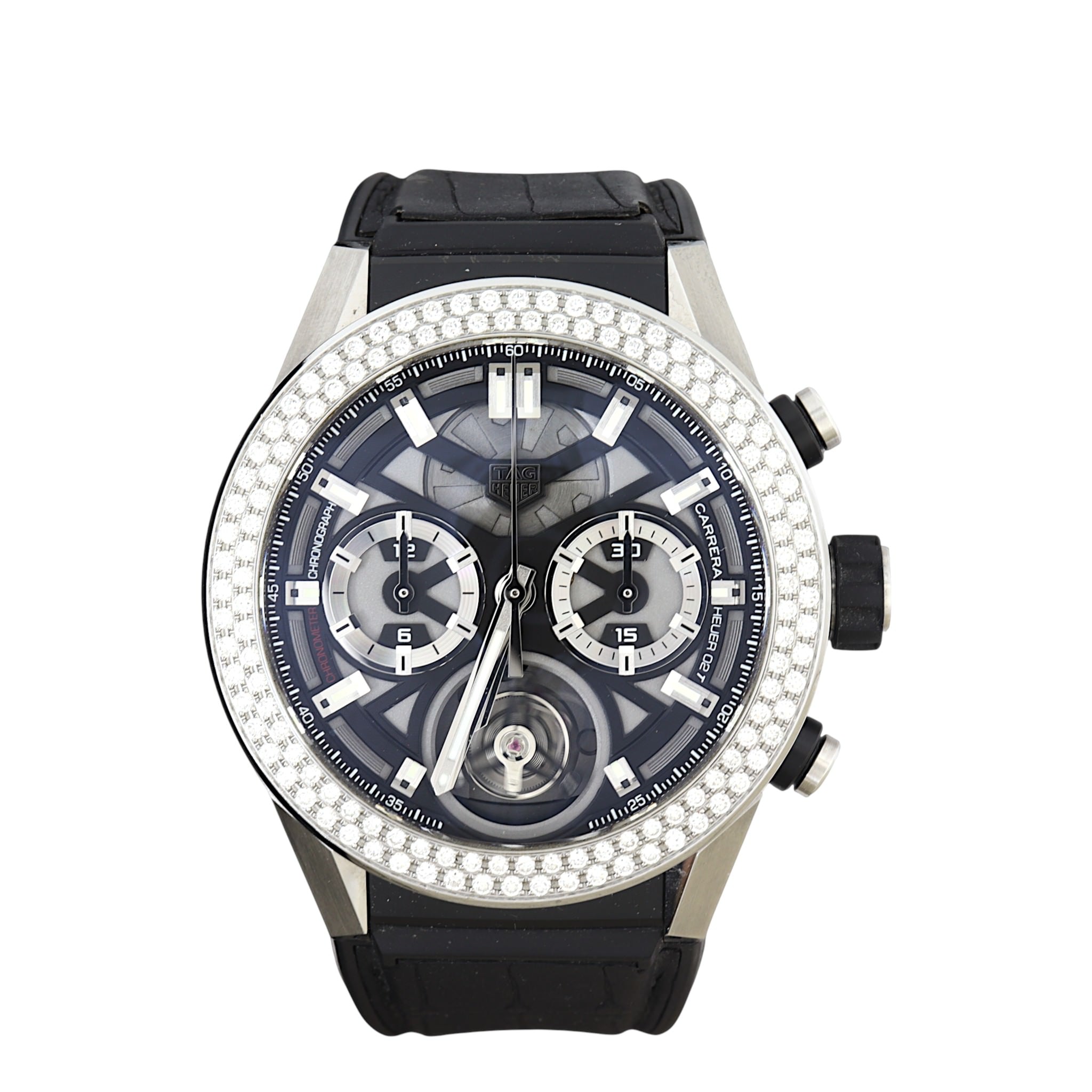 TAG Heuer Carrera Calibre Heuer-02T Tourbillon Diamond 45mm Chronograph Watch