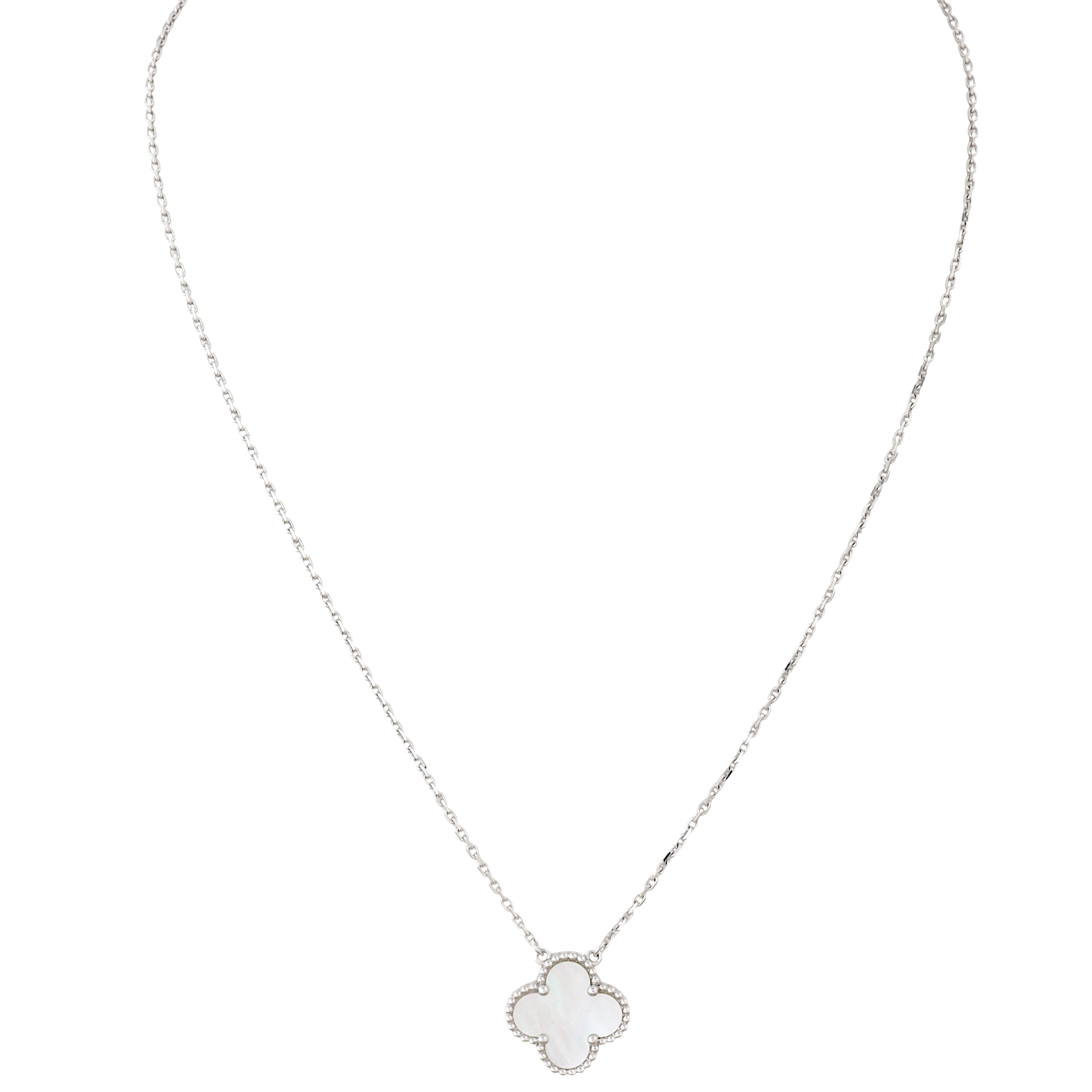 Van Cleef & Arpels Vintage Alhambra Mother of Pearl 18k White Gold Necklace