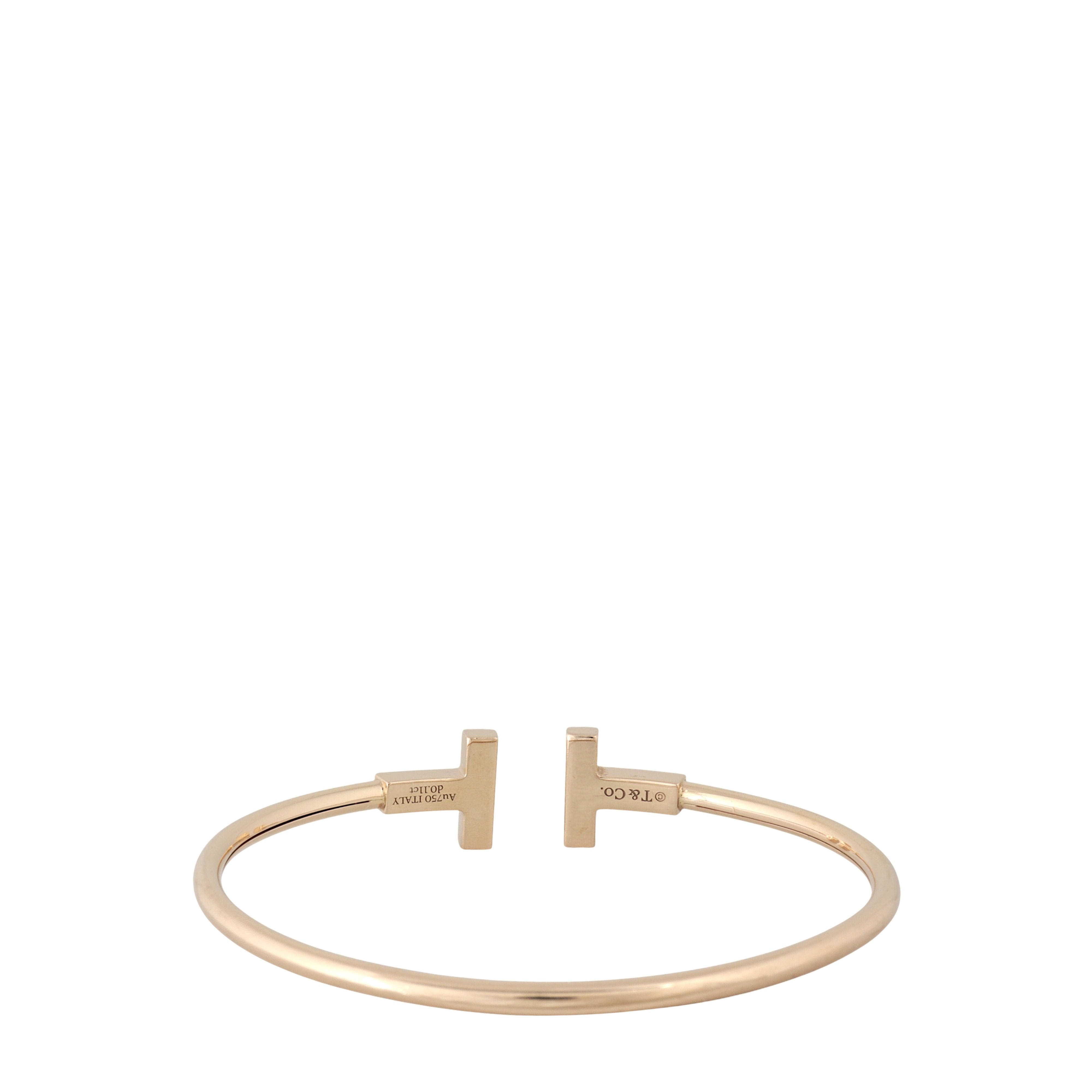 Tiffany & Co Tiffany T Wire Diamond Mother of Pearl 18k Rose Gold Bracelet