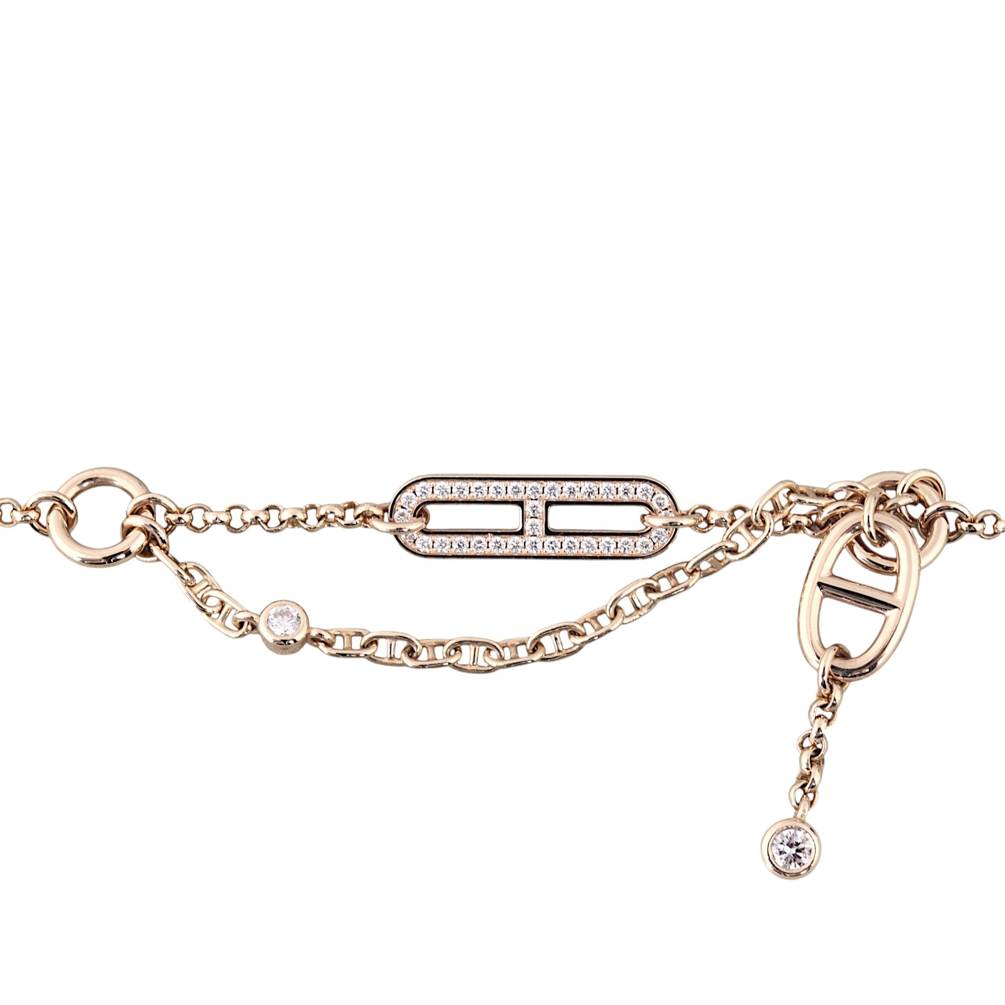 Hermes Chaine d'Ancre Chaos Diamond 18k Rose Gold Bracelet