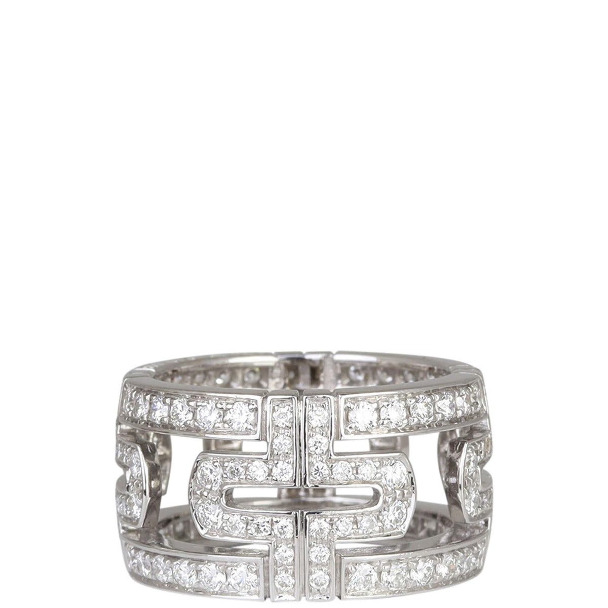 Bvlgari Parentesi 18k White Gold Diamond Ring Side
